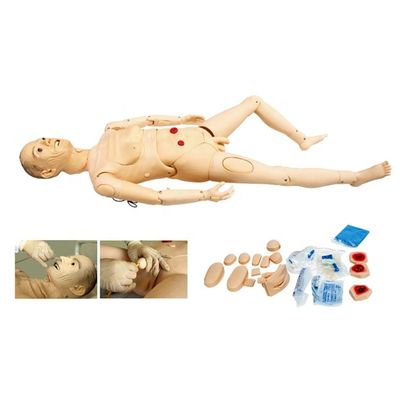 Mannelijke oudere verpleegkundige dummy voor medische hogescholen katheterisatie functie training ook