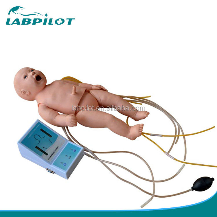 Neonatale baby-CPR en verpleegkundig mannetje voor pediatrische ALS-simulatie in de medische wetenschap