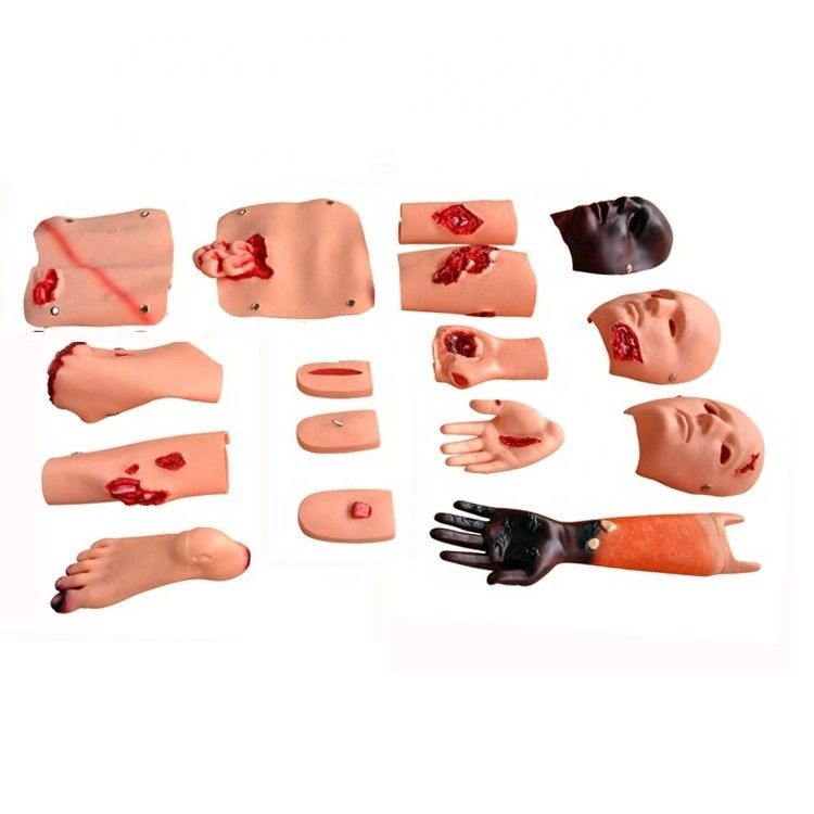 Trauma simulator voor mannequin training pistool wond brandwond laceratie fractuur amputatie wondverzorging